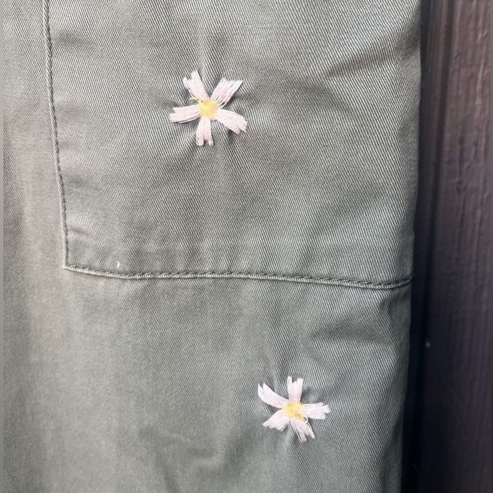 Pistola Grover Daisy Embroidered Utility Jumpsuit Green Small - Picture 8 of 8